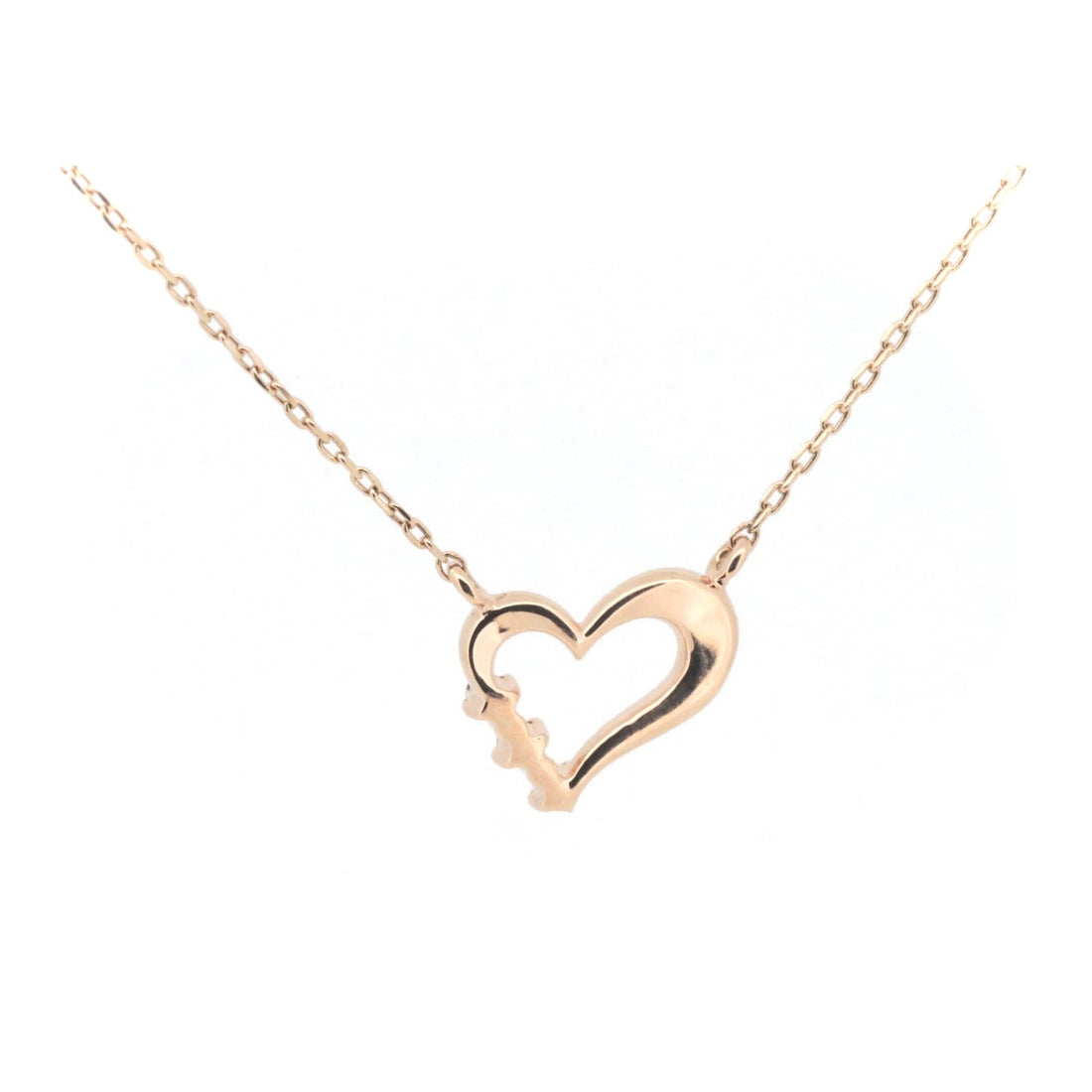 K10PG Pink Gold Diamond Heart Necklace in Great Condition