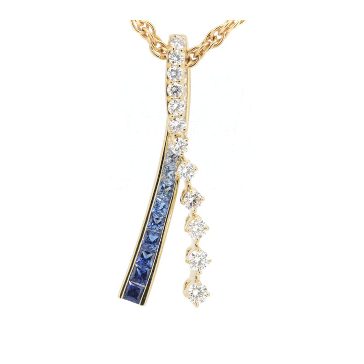 Sapphire Diamond Pendant K18YG 1.5ct S 0.8ct D in Great Condition