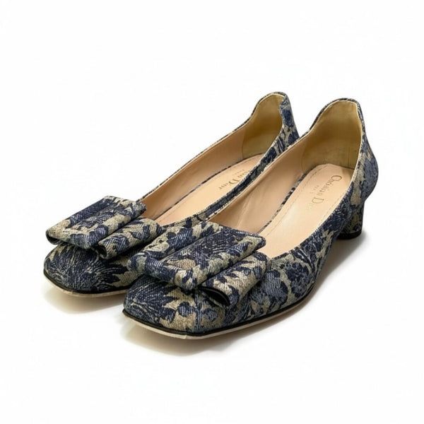 Christian Dior Flower Printed Denim Pumps