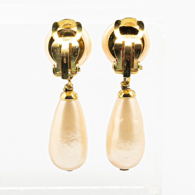 Chanel Vintage Coco Mark Earrings Gold Plated