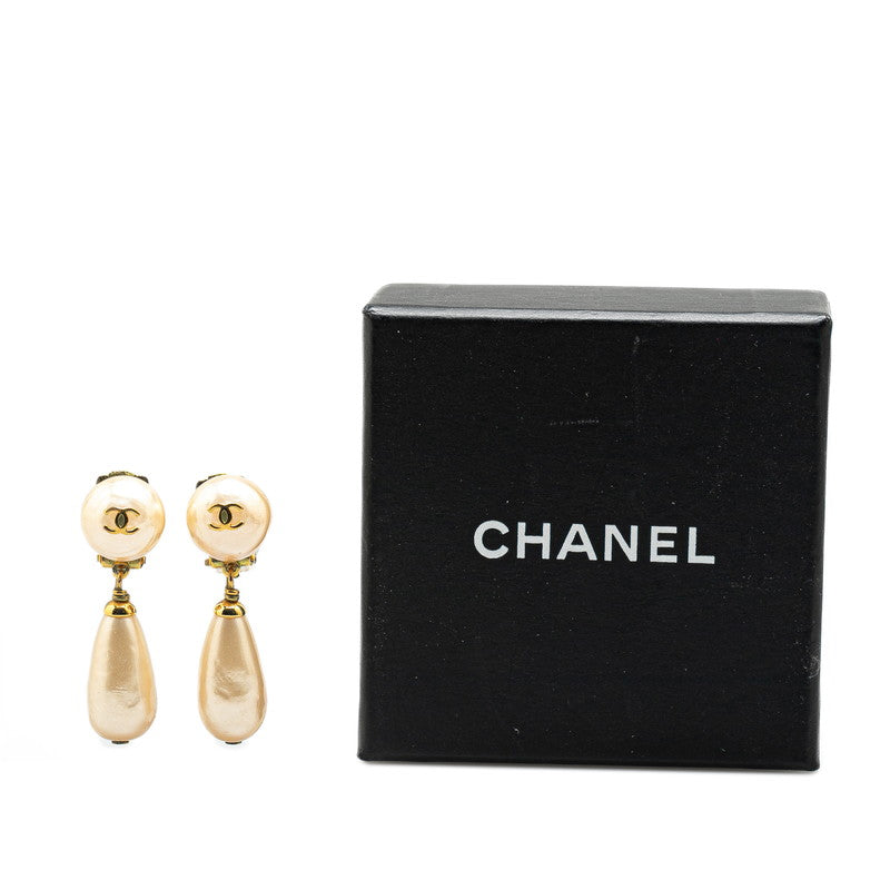 Chanel Vintage Coco Mark Earrings Gold Plated