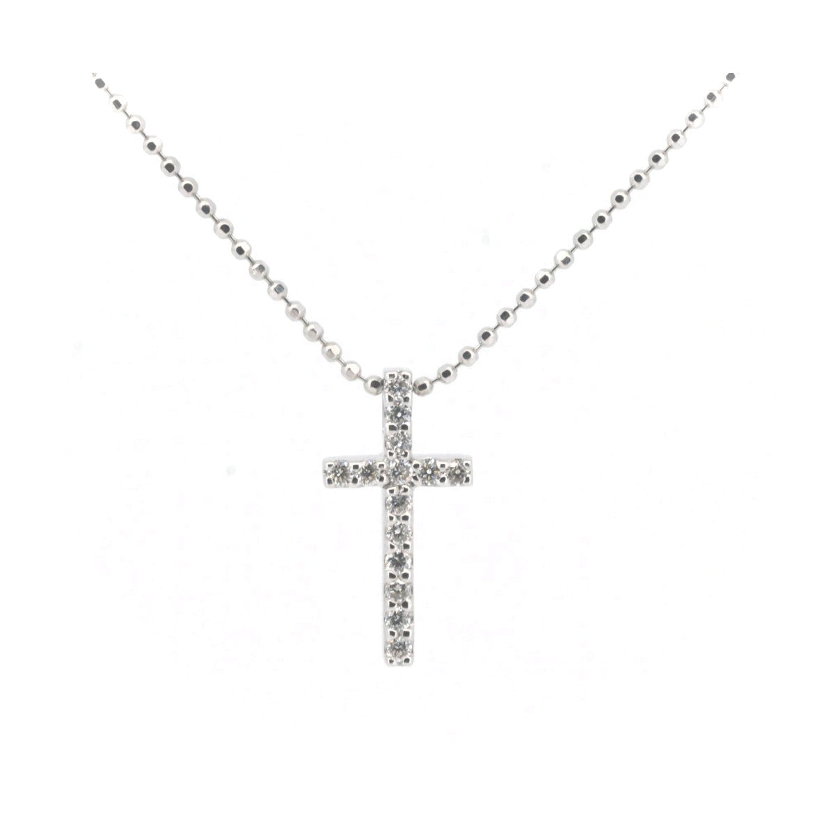 Vendome Aoyama Diamond Cross Necklace 0.12ct K18WG in Great Condition