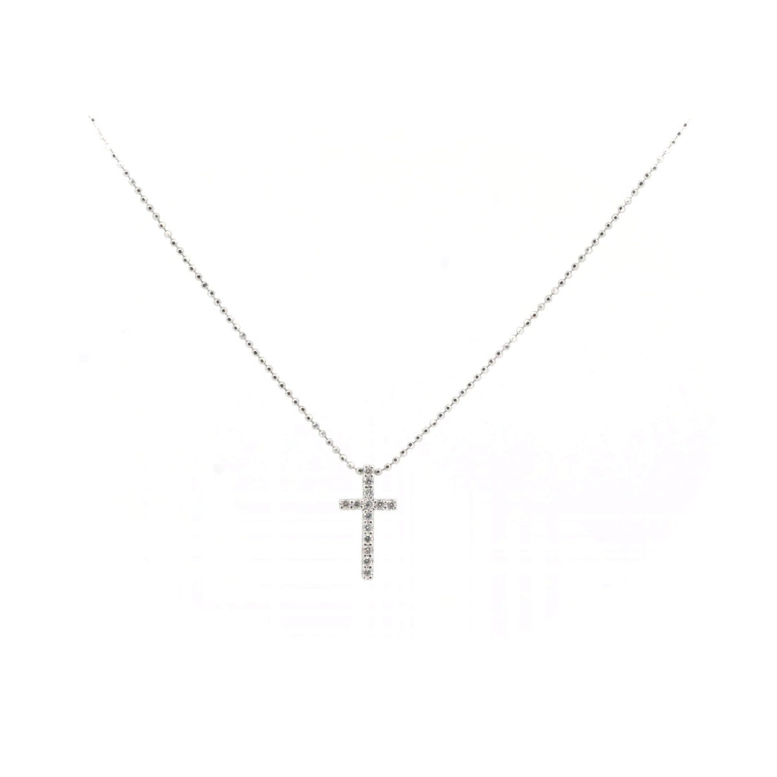 Vendome Aoyama Diamond Cross Necklace 0.12ct K18WG in Great Condition