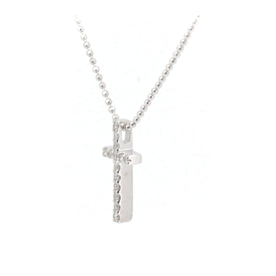 Vendome Aoyama Diamond Cross Necklace 0.12ct K18WG in Great Condition