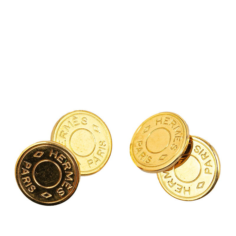 Hermes Gold Plated Button Chain Cufflinks