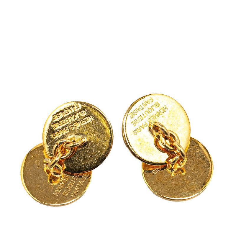 Hermes Gold Plated Button Chain Cufflinks