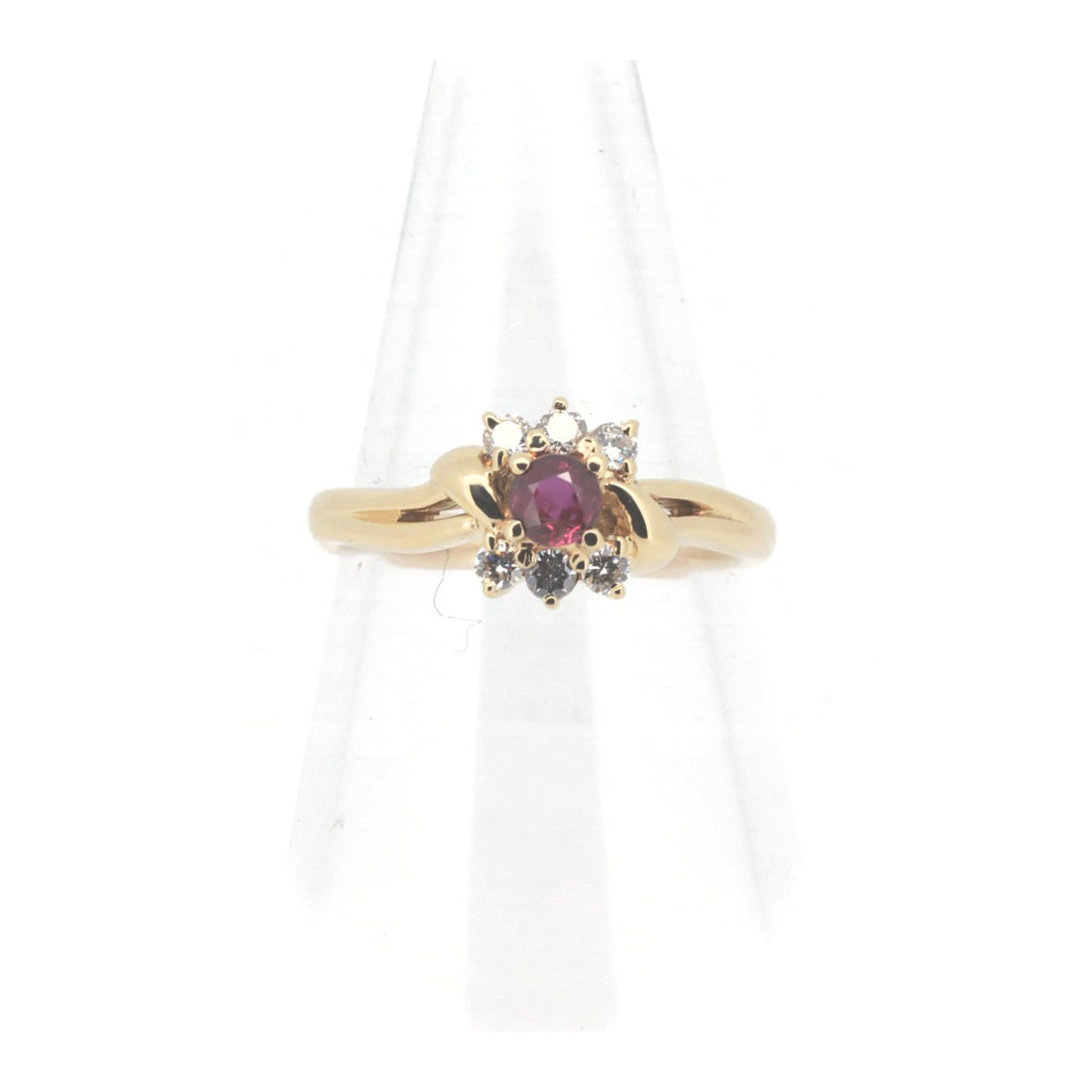 Pre-owned K18YG Ruby Diamond Ring R0.26ct D0.18ct Size 13.5 in Great Condition