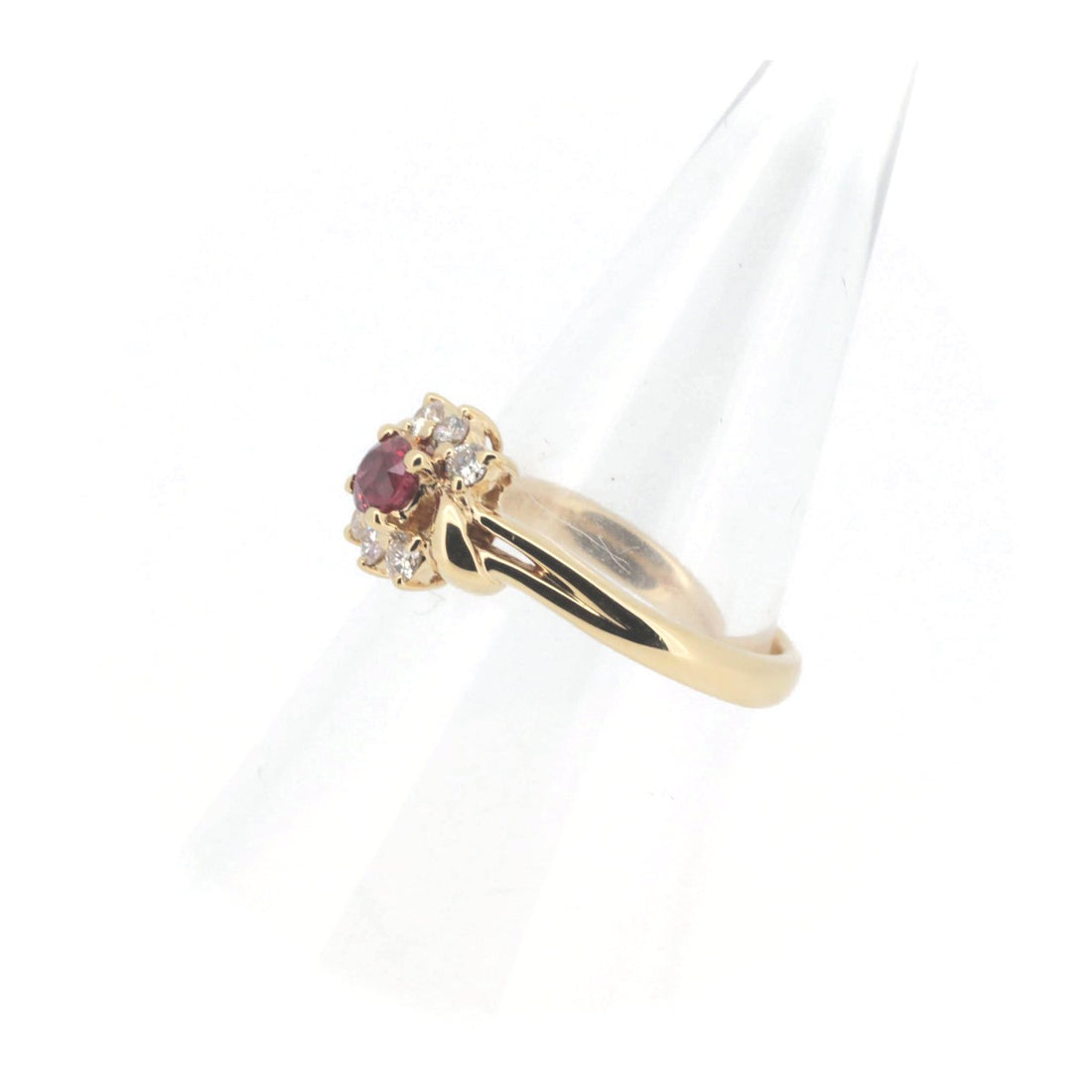 Pre-owned K18YG Ruby Diamond Ring R0.26ct D0.18ct Size 13.5 in Great Condition