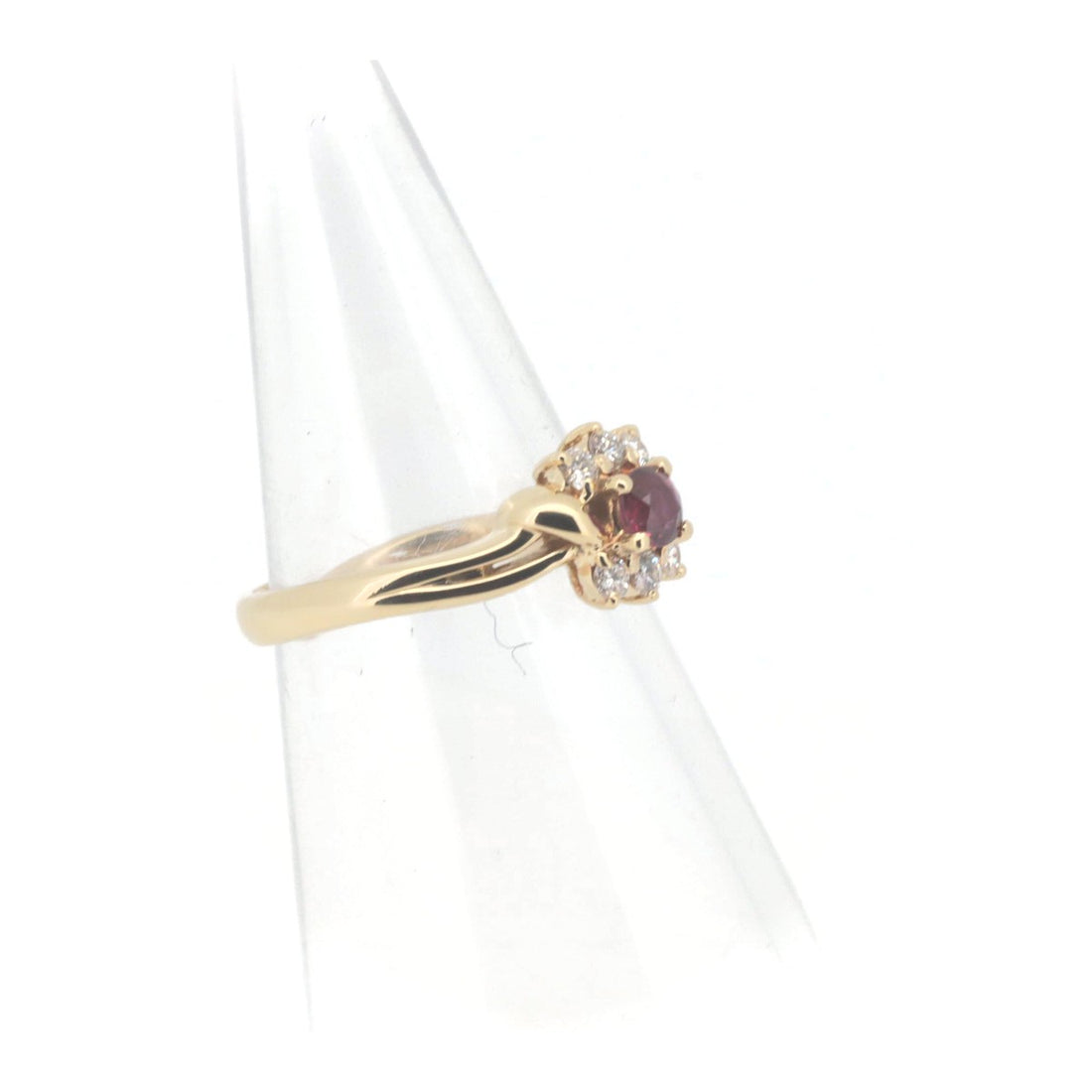 Pre-owned K18YG Ruby Diamond Ring R0.26ct D0.18ct Size 13.5 in Great Condition