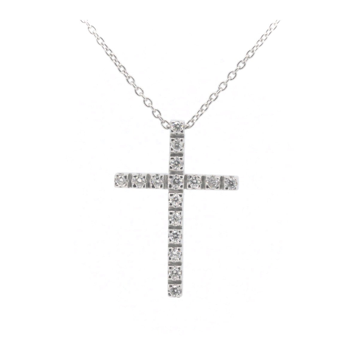 K18WG Diamond Cross Necklace 0.16ct White Gold in Great Condition