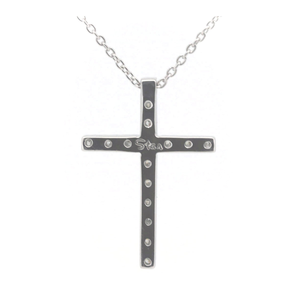 K18WG Diamond Cross Necklace 0.16ct White Gold