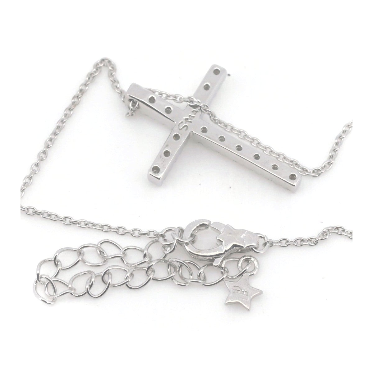 K18WG Diamond Cross Necklace 0.16ct White Gold