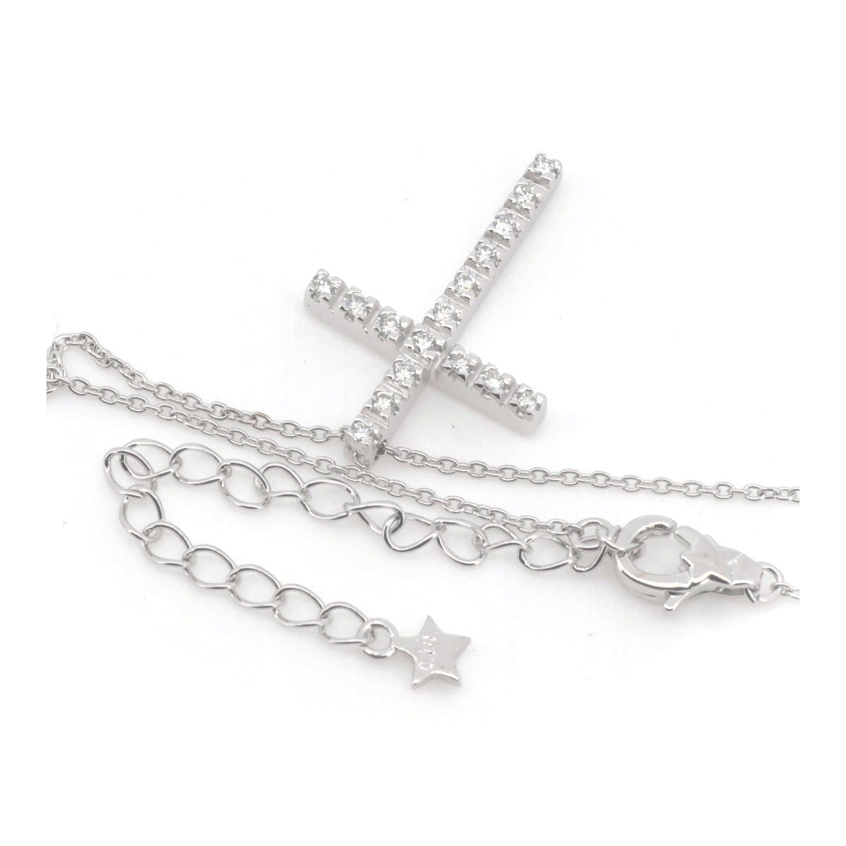 K18WG Diamond Cross Necklace 0.16ct White Gold