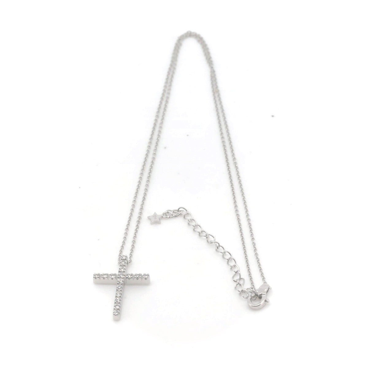 K18WG Diamond Cross Necklace 0.16ct White Gold