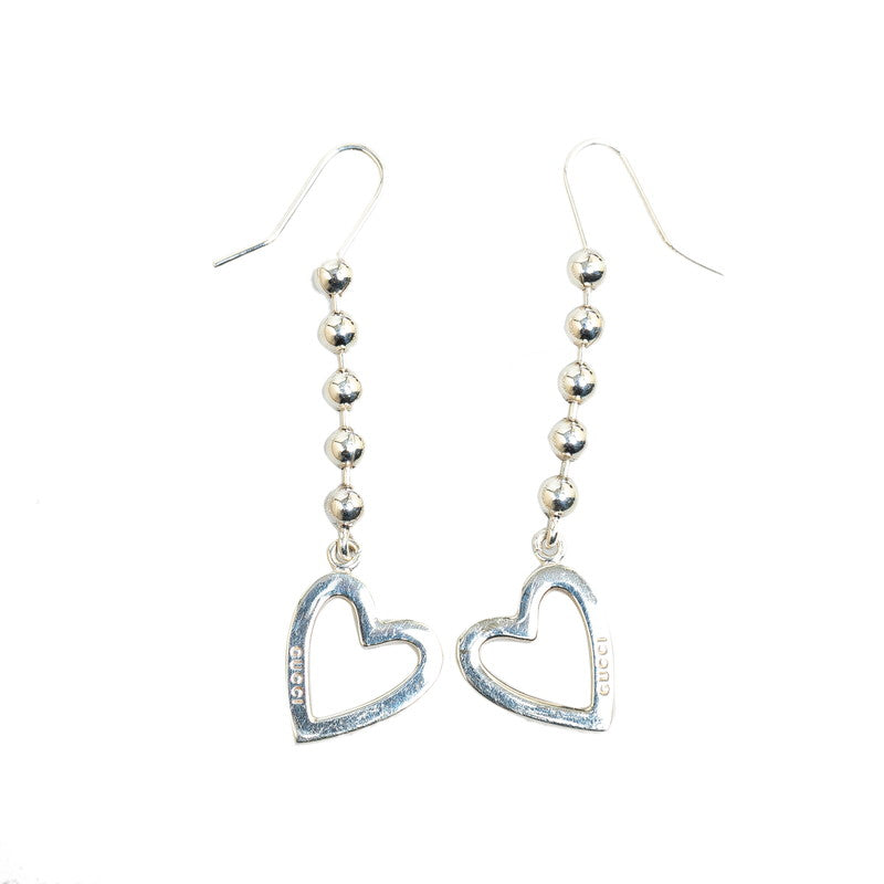 Gucci Heart Motif Silver Hook Earrings