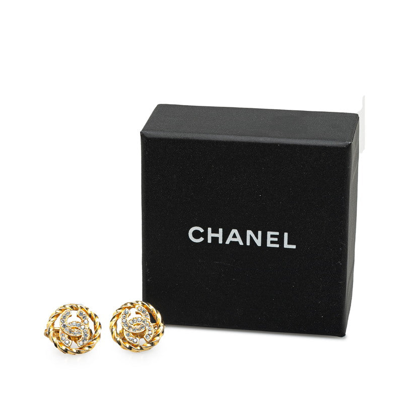 Chanel Coco Mark Rhinestone Clip Earrings