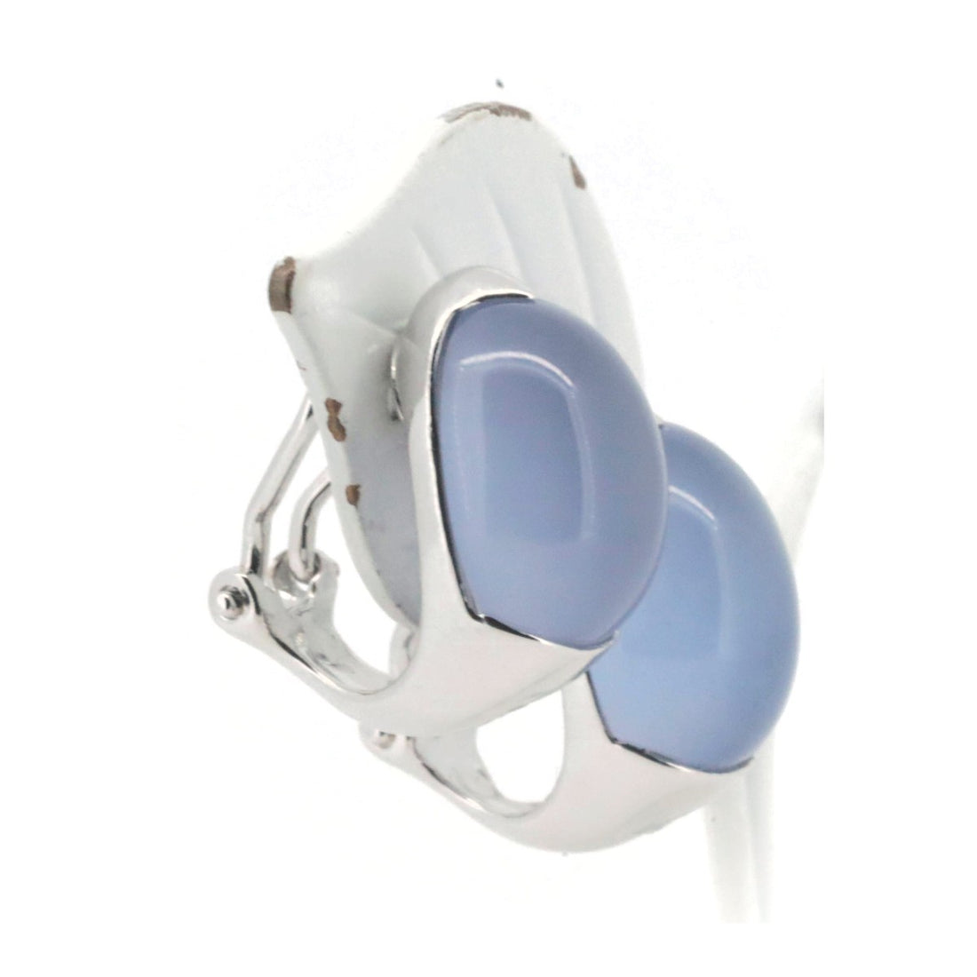 Chalcedony Diamond Earrings K18WG White Gold