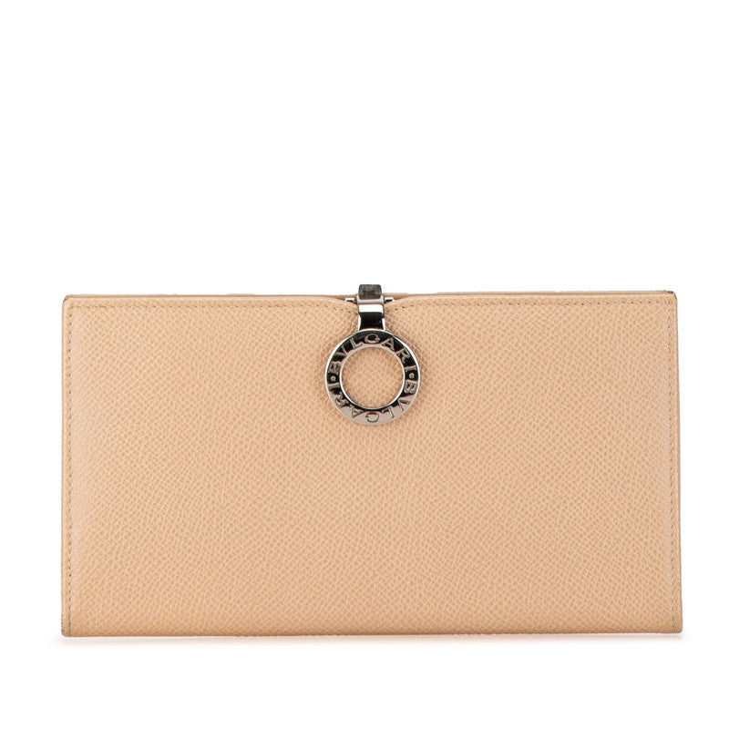 Bvlgari Beige Leather Long Wallet in Very Good Condition