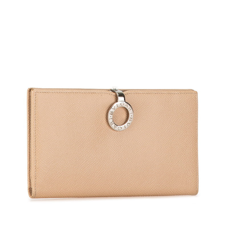 Bvlgari Beige Leather Long Wallet in Very Good Condition