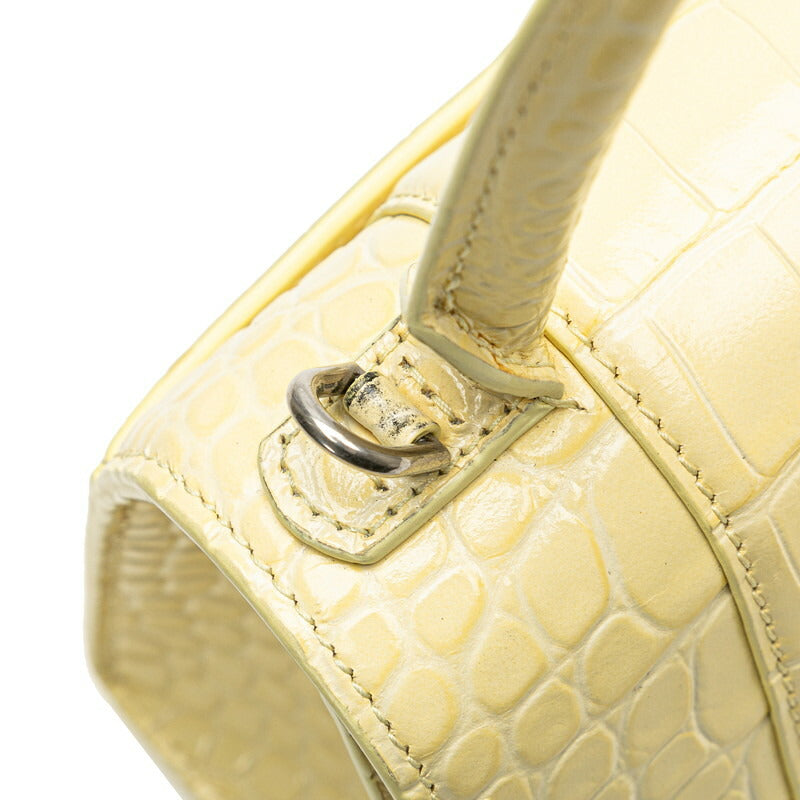 Balenciaga B Logo Croc Embossed Leather Handbag