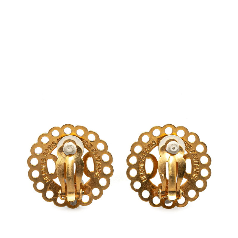 Hermes Vintage Haba Gold Plated Earrings