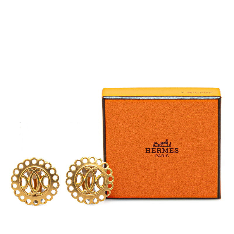 Hermes Vintage Haba Gold Plated Earrings