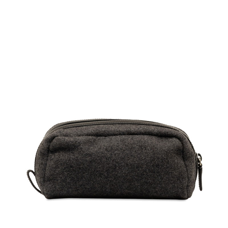 Prada Triangle Logo Felt Leather Pouch