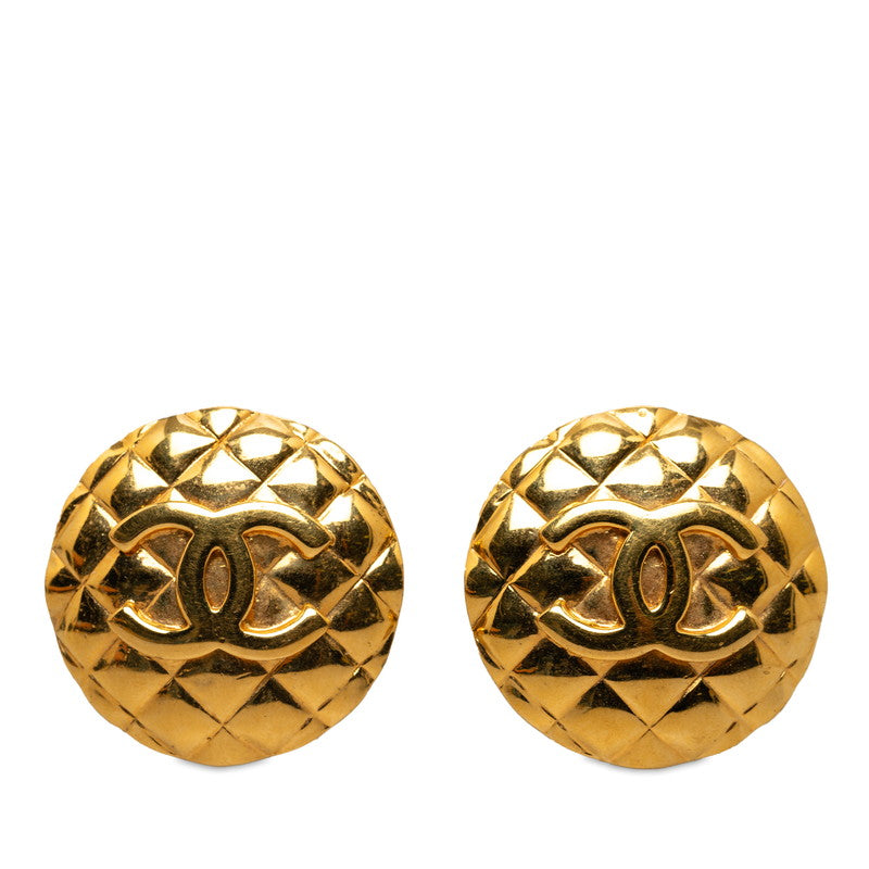 Chanel Vintage Matelasse Coco Mark Round Earrings in Very Good Condition