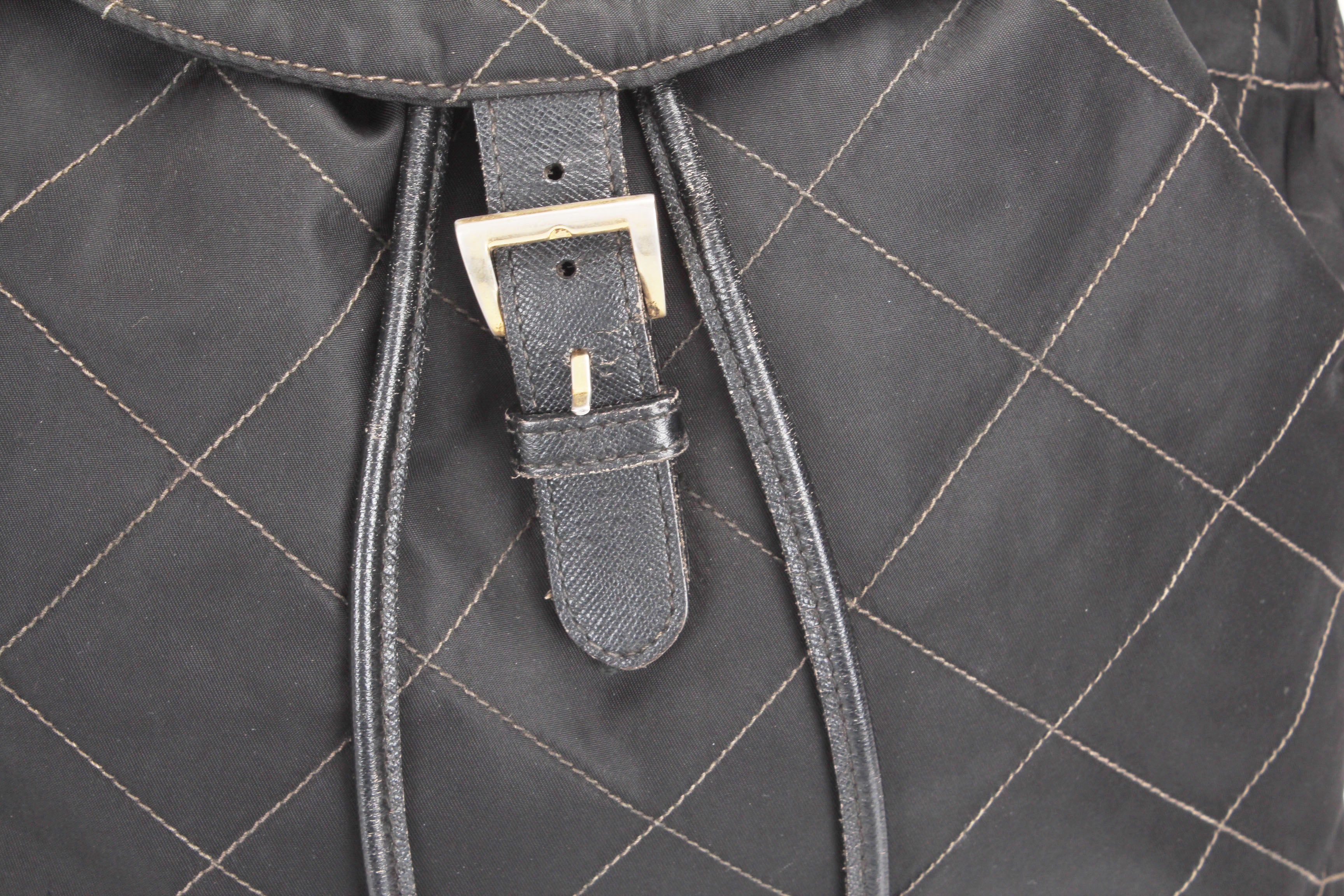 Prada Tessuto Quilted Backpack Canvas Backpack in Good Condition