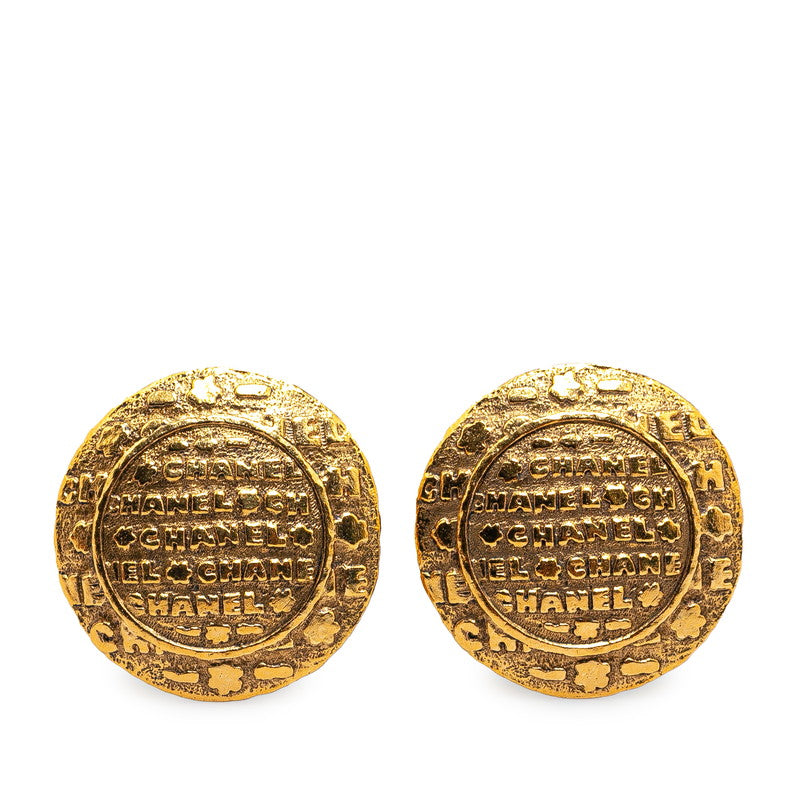 Chanel Gold Plated Round Clip-On Earrings in Very Good Condition