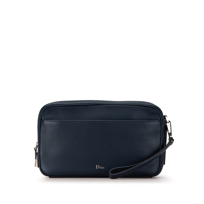 Dior Navy Calf Leather Clutch Bag in Excellent Condition