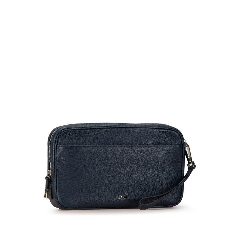 Dior Navy Calf Leather Clutch Bag in Excellent Condition