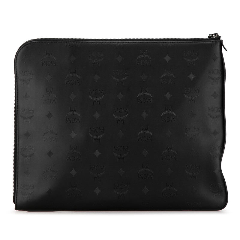 MCM Visetos Logo Studded PVC Leather Clutch Bag