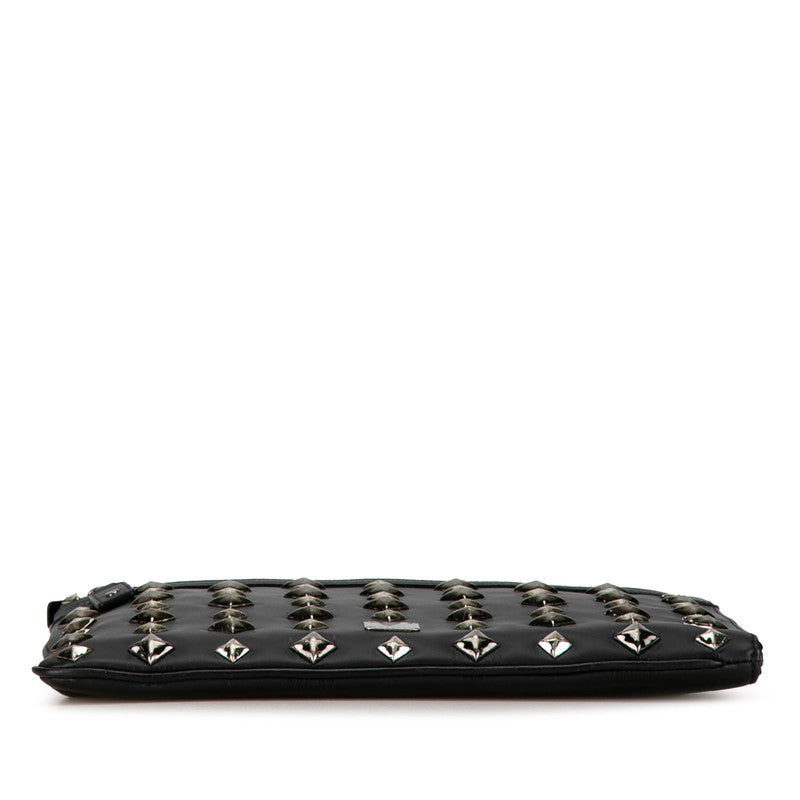 MCM Visetos Logo Studded PVC Leather Clutch Bag