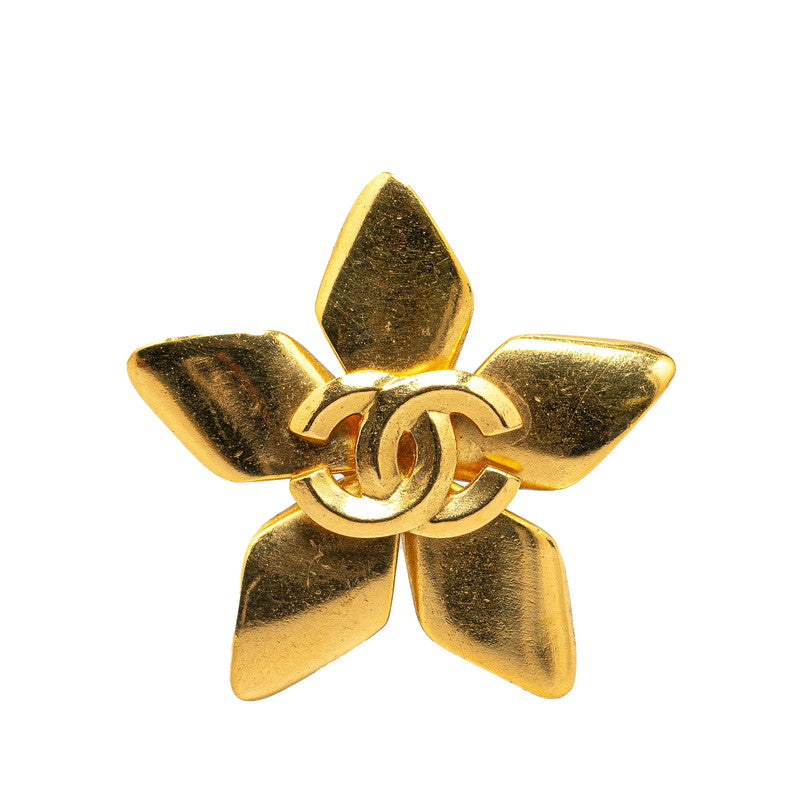 Chanel Vintage Coco Mark Star Motif Brooch Gold Plated in Very Good Condition