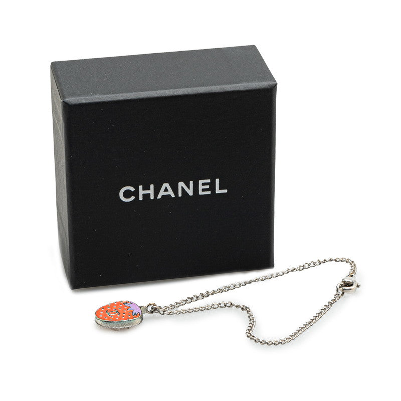 Chanel Coco Mark Strawberry Bracelet Silver Red