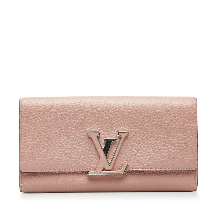 Louis Vuitton Capucines Long Wallet M61250 Pink Leather in Very Good Condition