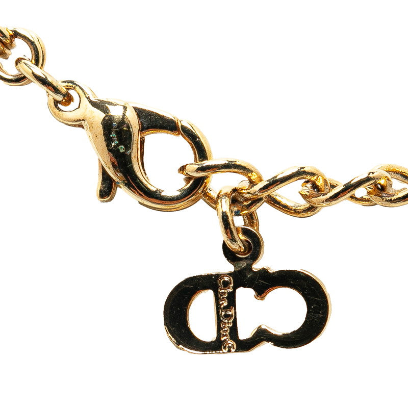 Dior CD Logo Rhinestone Necklace Gold Plated in Great Condition