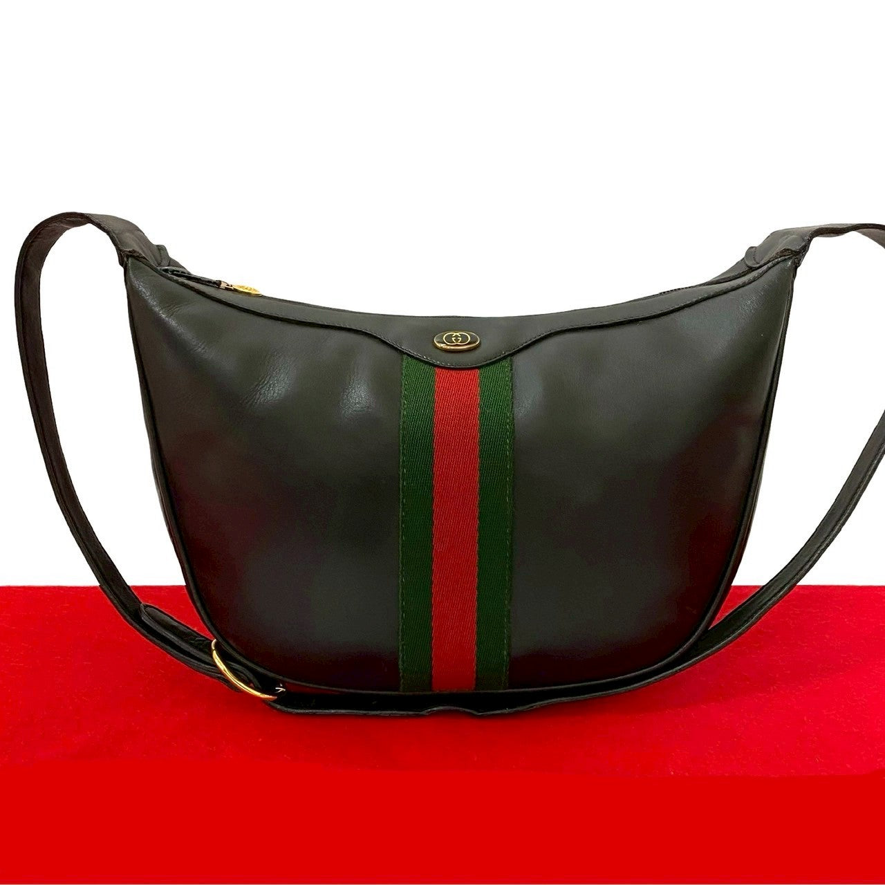 Gucci Old Gucci GG Logo Leather Shoulder Bag