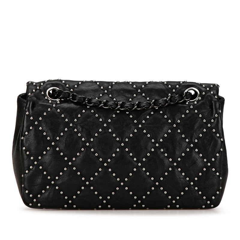 Chanel Mini Matelasse Studs Chain Shoulder Bag Black Lambskin in Very Good Condition