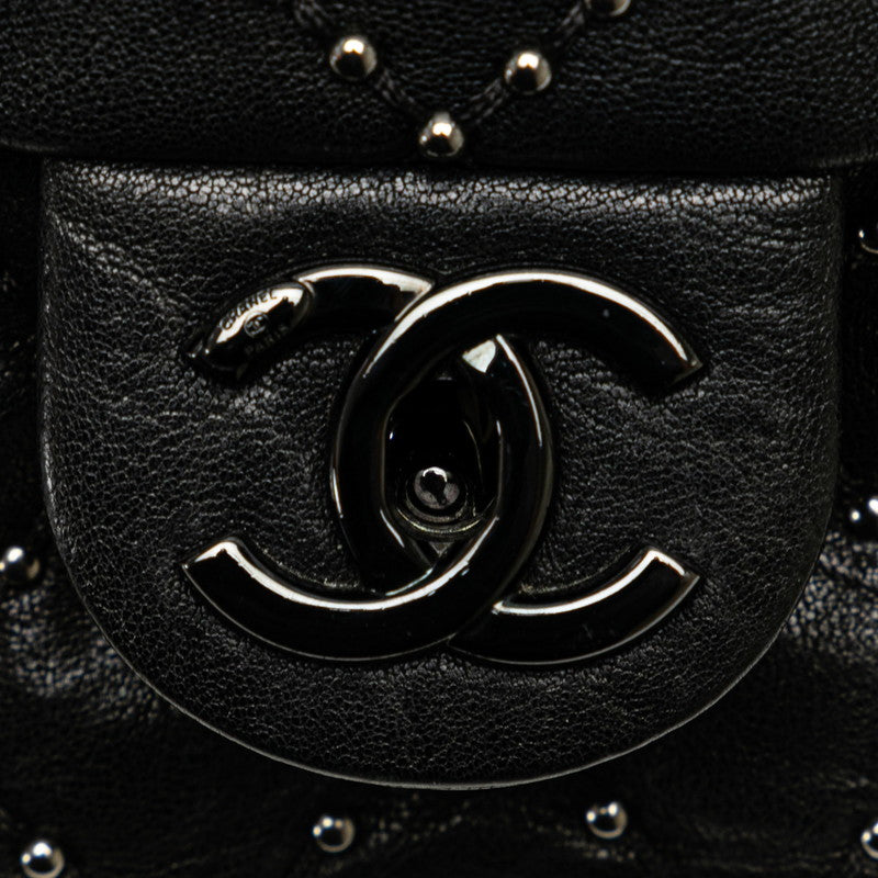 Chanel Mini Matelasse Studs Chain Shoulder Bag Black Lambskin in Very Good Condition