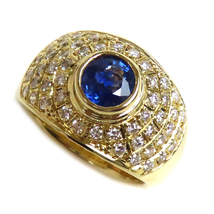 K18YG Yellow Gold Sapphire Diamond Ring