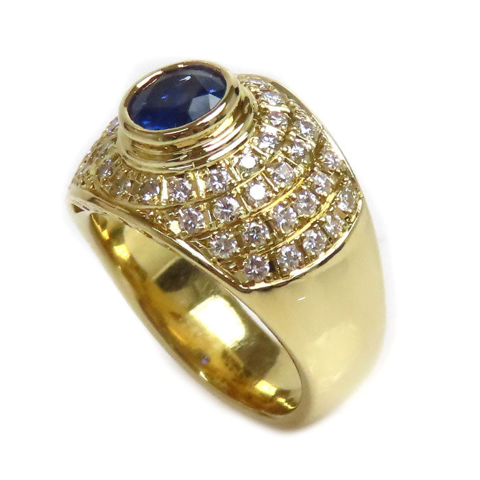 K18YG Yellow Gold Sapphire Diamond Ring