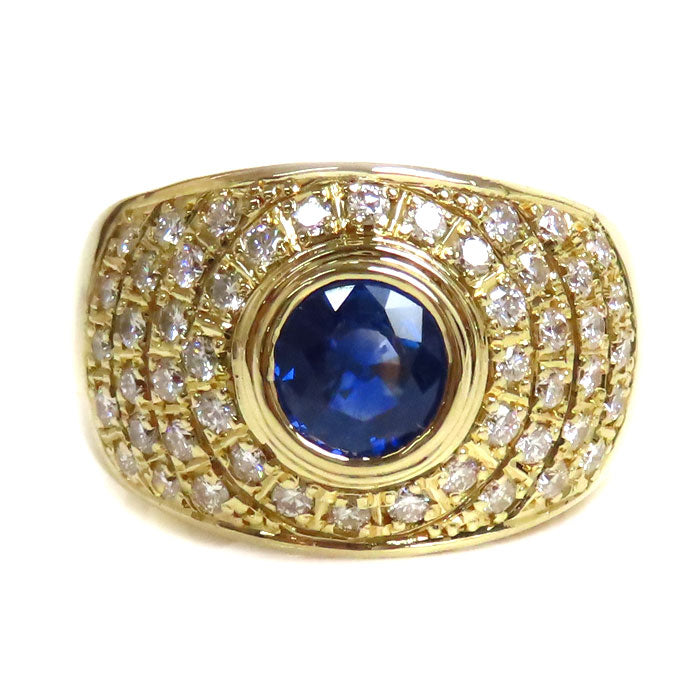 K18YG Yellow Gold Sapphire Diamond Ring