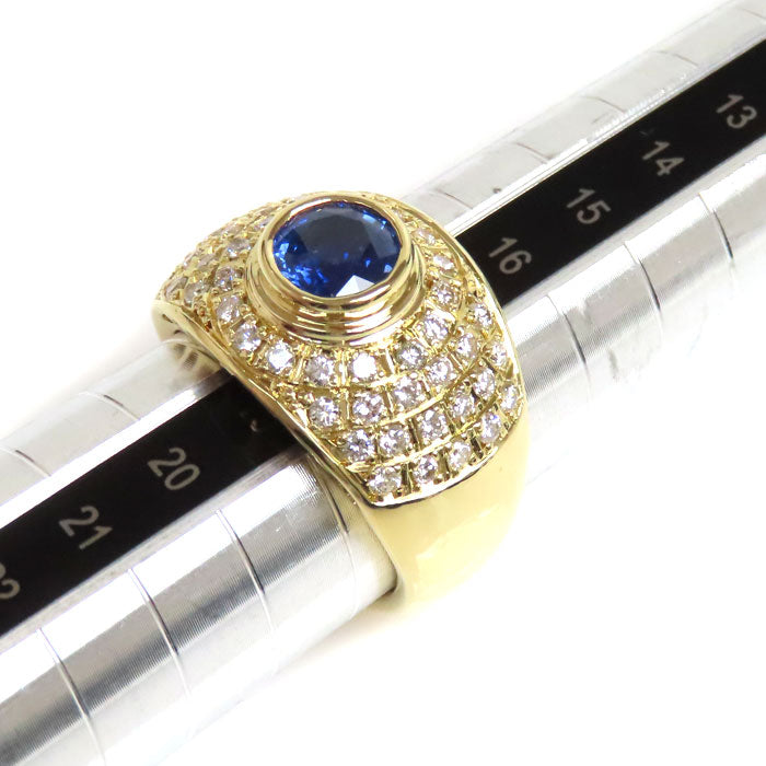 K18YG Yellow Gold Sapphire Diamond Ring