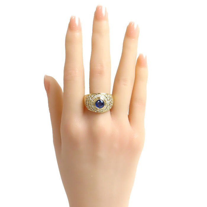 K18YG Yellow Gold Sapphire Diamond Ring