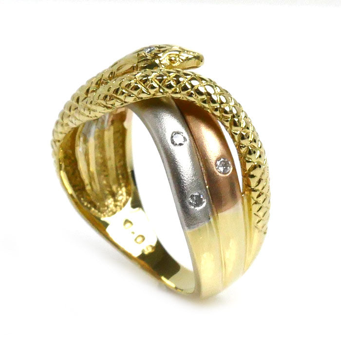 K18YG/PG Gold Pt900 Diamond Snake Ring