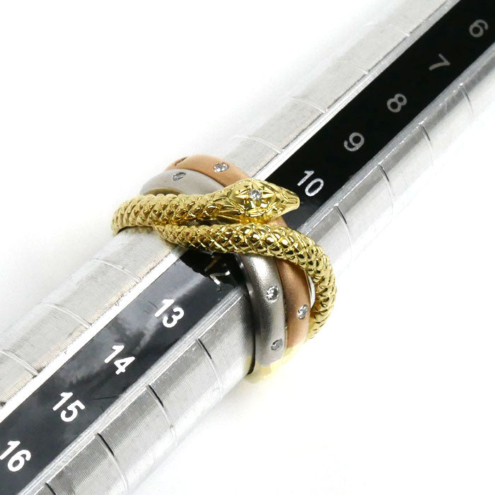 K18YG/PG Gold Pt900 Diamond Snake Ring