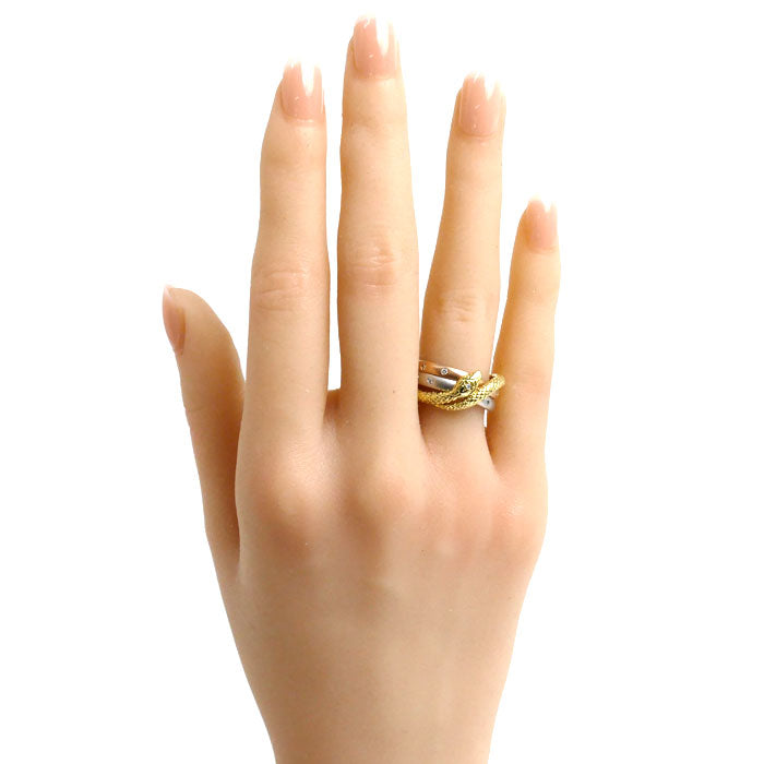 K18YG/PG Gold Pt900 Diamond Snake Ring