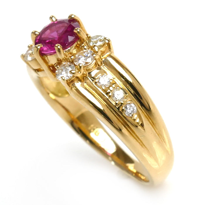 K18YG Yellow Gold Ruby Diamond Ring